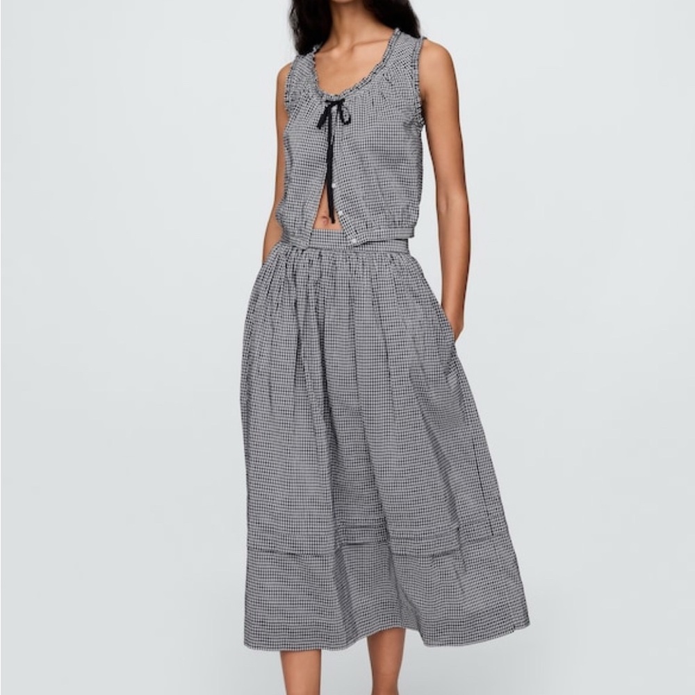 Gap x DÔEN Black and White Gingham Sleeveless Top and Skirt Set